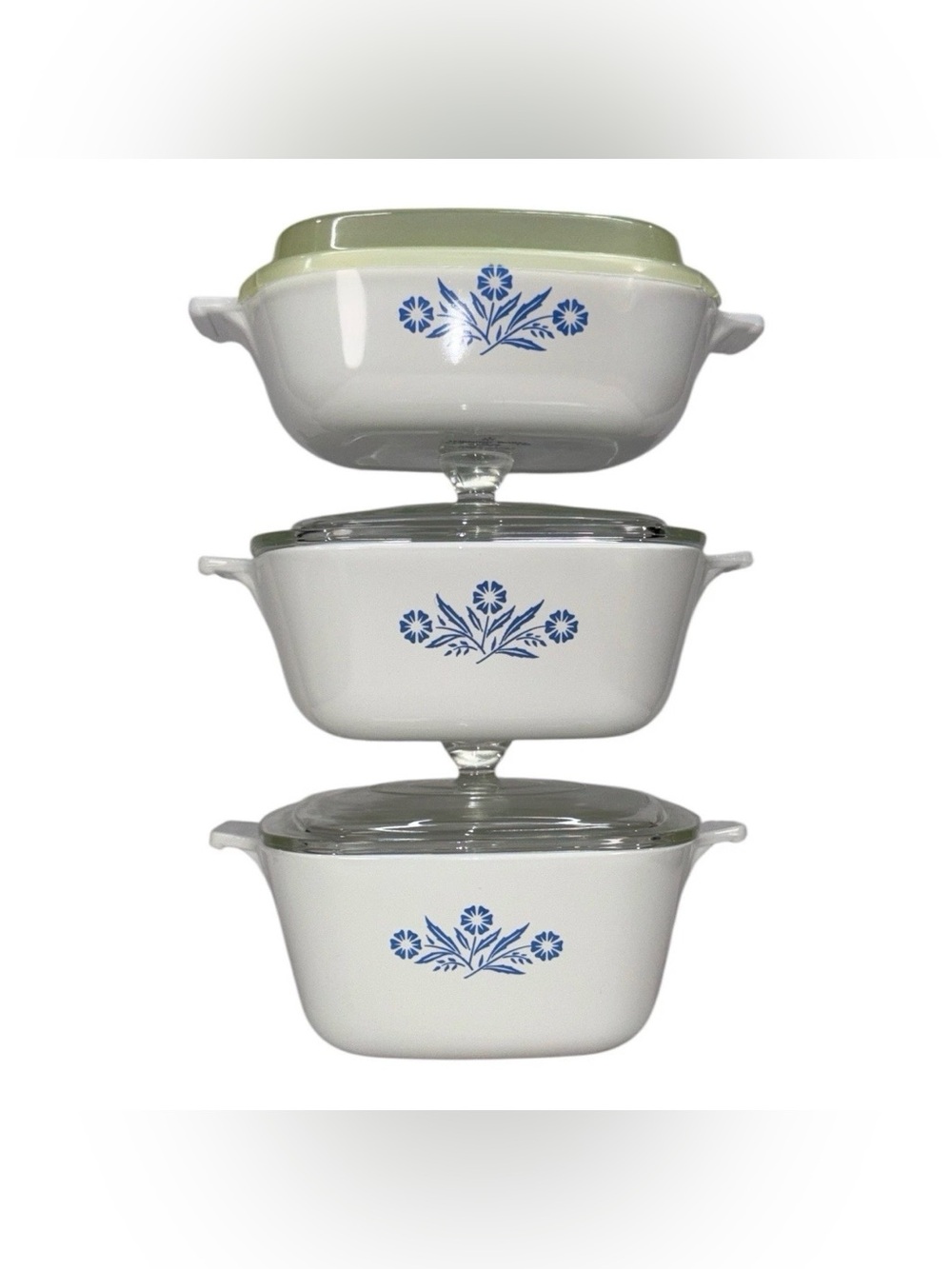 Corning Ware Blue Cornflower 1qt P-1-B, 1.5qt P-1 1/2-B, 1.75qt P-1 3/4-B w/Lids